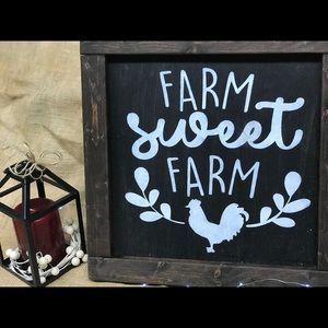 Farm sweet farm framed wooden wall sign